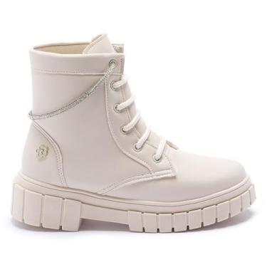 Imagem de Coturno Feminino Infantil Menina Tininha Casual com Brilho (Off White, BR, Criança de 4 a 8 anos, Numérico, 28)