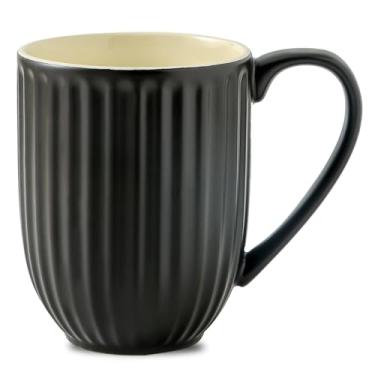Imagem de Hasense Caneca de café de cerâmica, caneca de café grande de 590 ml com alça, xícara de latte de porcelana para café, chá e cacau, design moderno com nervuras, seguro para micro-ondas e lava-louças,
