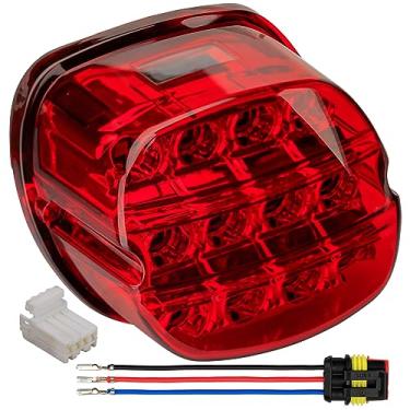 Imagem de VG MOTO Luz traseira de LED para motocicleta, luz traseira de freio traseiro, substituição estroboscópica vermelha para Harley Dyna Touring Softail Sportster Road King Electra Glide Street Glide