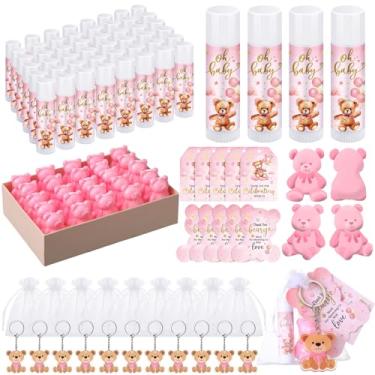 Imagem de Dansib 288 lembrancinhas de chá de bebê urso presentes de chá de bebê a granel bálsamos labiais de urso sabonetes de urso chaveiros sacos de organza com etiquetas de agradecimento e cartões de urso