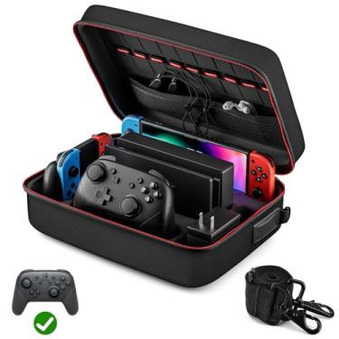 Imagem de VORI Switch Case for Nintendo Switch & OLED - Portable Hard Shell Travel Storage Bag with Pro Controller Accessories, Black