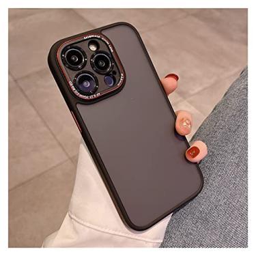 Imagem de ORKDFJ Capa de telefone à prova de choque protetora de câmera fosca de luxo para iPhone 14 Pro Max Plus 12 13 Pro Max revestimento acrílico capa macia de corpo inteiro (cor: preto, tamanho: para