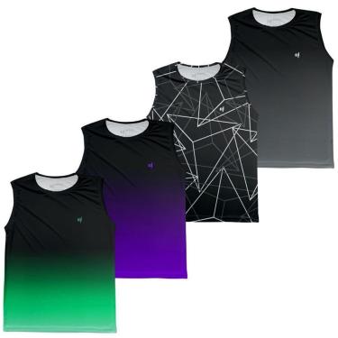 Imagem de Regata Masculina Estampada Esportiva Proteção UV50+ Kit 4-Masculino