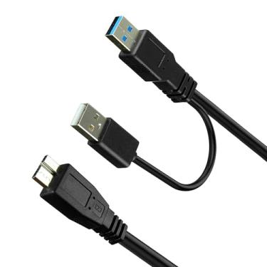 Imagem de SaiTech IT Cabo de transferência de dados USB 3.0 de potência dupla em Y tipo A para Micro B de alta velocidade de até 5 Gbps para discos rígidos externos (35 cm - 0,35 m)