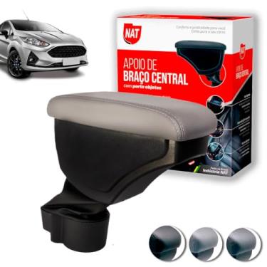 Imagem de Apoio de Braço Encosto Ford Fiesta Mexicano Ano 2011 Até 2013 Couro Cinza C/Linha Cinza