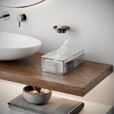 Imagem de Porta Lenço de Papel Interfolha Lenços de Papel Luvas Toucas Mascara Com Tampa Para Hotel Escritorio Recepção Restaurantes Lavabo Toilet Em Acrilico Cristal