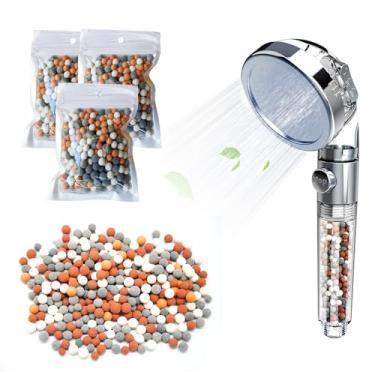 Imagem de BLMHTWO 3 pacotes de substituição ânion mineral cabeça de chuveiro contas de chuveiro quatro cores filtro de água pedras de filtragem contas minerais bolas de pedras adequadas para chuveiro filtrado