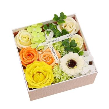 Imagem de Gralara Flor de sabão, sabonete de banho de flor de rosas, floral perfumado, em caixa de presente, sabonete de rosa de óleo essencial para mãe, esposa, Verde