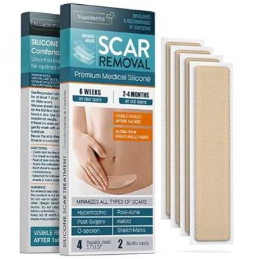 Imagem de Folhas, tiras e fitas para cicatrizes de silicone - Queloide, cesariana, cirúrgica - Tratamento para remoção de cicatrizes - Bandagem de creme de gel de silicone - Cirurgia de abdominoplastia - 4 pa