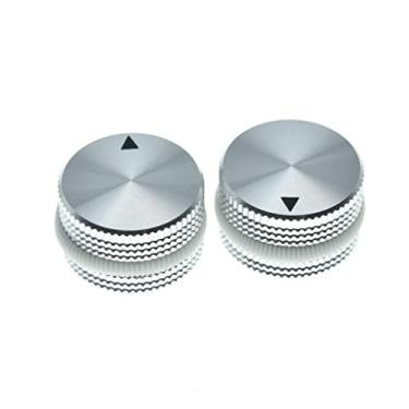 Imagem de KAISH 2 peças 63/64" (25 mm) de diâmetro, puxadores de potenciômetro de alumínio de 1/4" universal de metal para guitarra/baixo/amplificador AMPS/amplificador de potência/pré-amplificadores/equipamentos de áudio prata com anel de vedação de borracha branca