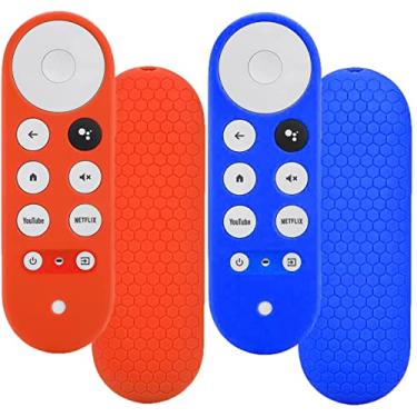Imagem de TOKERSE Pacote com 2 capas remotas para Chromecast com controle remoto Google TV HD 2022/4K 2020 – capa protetora de silicone antiderrapante para Chromecast com controle remoto por voz do Google TV –