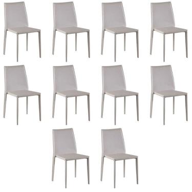 Imagem de Kit com 10 Cadeiras de Jantar Amanda Pvc Nude