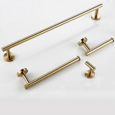 Imagem de Kit de acessórios de banheiro preto fosco, conjunto de hardware de aço inoxidável dourado, suporte de rolo de papel higiênico, gancho para robe, toalheiro, 1