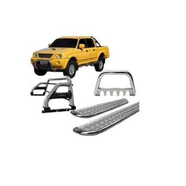 Imagem de Kit Quebra Mato+estribo+santo Antônio H2 L200 Cromado - HOZZ