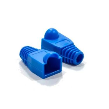 Imagem de Kit Capa Protetora Kit 100 Conector Rj45 Cat5 Azul C/NF - Pci Cabos.