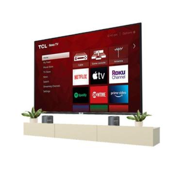 Imagem de Rack Suspenso Sala Tv Nobre 202 Off White - Rosafor - Gelius Móveis