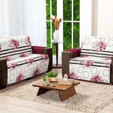 Imagem de Protetor Sofa Estampado Isabela 2 E 3 Lugares - Floral Vinho - Enxovai