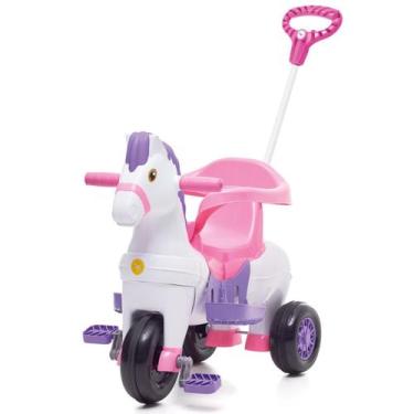 Imagem de Triciclo Infantil Pedal ou Passeio 2 em 1 Carrinho Potó Calesita, Rosa