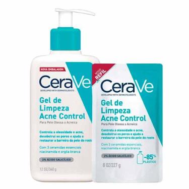 Imagem de Cerave Acne Control Kit - Gel de Limpeza Facial + Refil, Kit