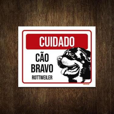 Imagem de Placa Cuidado Cão Cachorro Bravo Rottweiler 27X35 - Sinalizo.Com, Poli