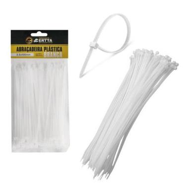 Imagem de 100 Fita Herman Cinta Plástica 3.6x100mm Abraçadeiras de Nylon Branco 