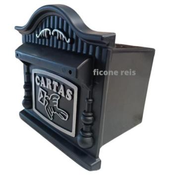 Imagem de Caixa de Correio Plástica Compacta Preto Prateado com Suporte para Gra