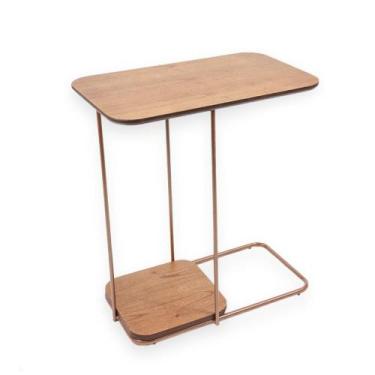 Imagem de Mesa de Apoio Sofá Industrial Lógica - Amêndoa/Cobre - NACIONAL DECORA