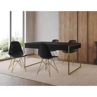 Imagem de Filadelfia 120x75 Ferro Dourado Tampo Preto Cadeira Ferro Dourado Asse