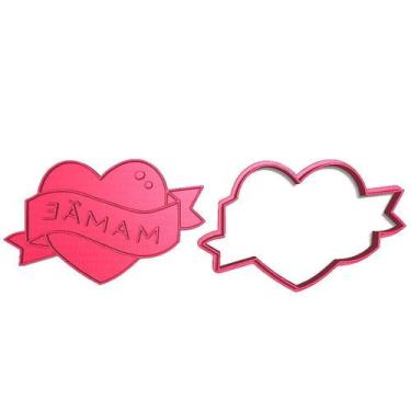 Imagem de Cortador Biscoito Massa Coração Mãe Faixa Amor Fofo - DOCE IMPRESSO, 6