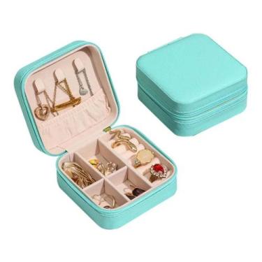 Imagem de Porta Joias Portátil Bijuteria Anéis Estojo Portátil Viagem Com Zíper 