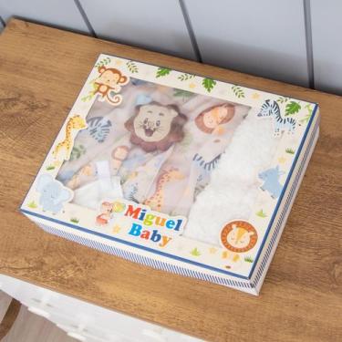 Imagem de Combo Cobertor e Naninha Chá de Bebe Menino - Zan Baby, Leão Bege