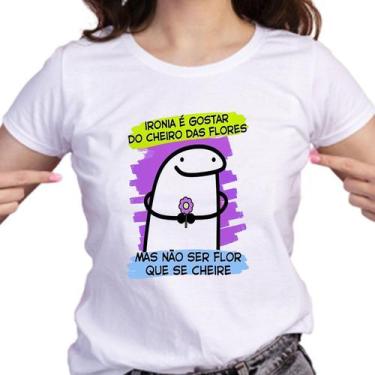 Imagem de 1 Camiseta Bonequinho Flork Meme Ironia é Gostar do Cheiro das Flores 