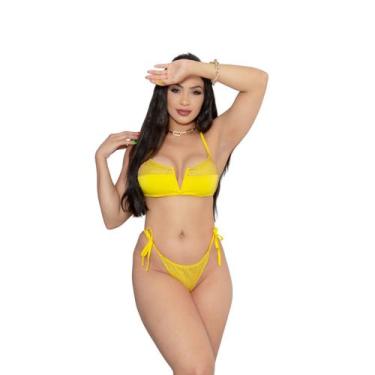 Imagem de Biquíni cropped aro v com glitter - GZ, Amarelo, M