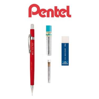 Imagem de Lapiseira Pentel Sharp 0,7mm Vermelha + Grafite + Borrachas