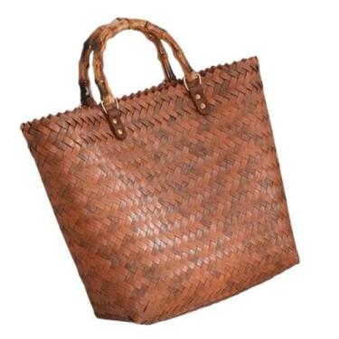 Imagem de Bolsa Carteira de Mão Feminina Feito à Mão Tamanho G Com Alça De Madei