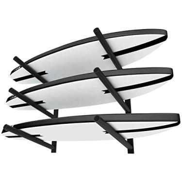 Imagem de Rack de prancha de surf para parede | Suporte de parede para prancha de surf | Rack de prancha de surf | Suporte de parede de prancha de paddle | Suportes de parede de prancha de surf | Rack de surf para armazenamento de placa (CJ-OT2202) (3 camadas)