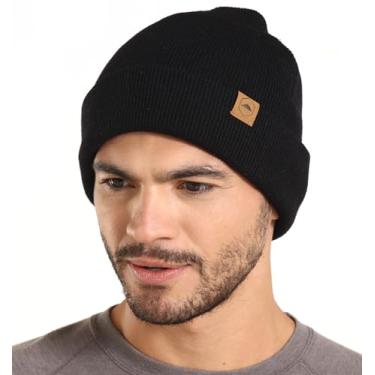 Imagem de Gorro de tricô de inverno para homens e mulheres – boné tobogã quente, elástico e macio com nervuras diárias, Merino Wool - Black, One Size
