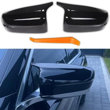 Imagem de Qlhshop Tampa de substituição para espelho lateral de carro preto brilhante para BMW Série 3 2017-2022 G20 320i 325i 330i 5 Series G30 525i 530i 540i Exterior M Acessórios esportivos Auto Tuning partes do corpo e acabamento, 1 par