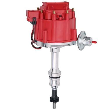 Imagem de AiYiGu Distribuidor de ignição com bobina de 65K Volt SBF pequeno bloco Ford 221 260 289 302 5.0L tampa vermelha compatível com Ford 300 F-150 E-100 Econoline Mustang Fairmont, substituição para