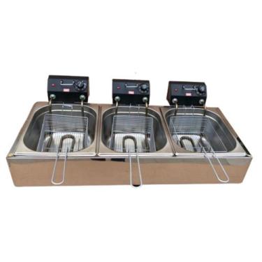 Imagem de Fritadeira elétrica industrial 18 litros 6 litros cada cuba  porções s