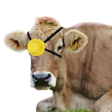 Imagem de vomvomp Cobertura de olho de gado remendo de lesão ocular boi tratamento pinkeye tapa-olho único para vaca, gado, boi, cavalos, pecuária, olhos de ovelha, máscara protetora para mosca, acessórios de