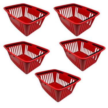 Imagem de kIT 5 Cesta Cestinha Mercado Supermercado Reforçada  - Plasnew