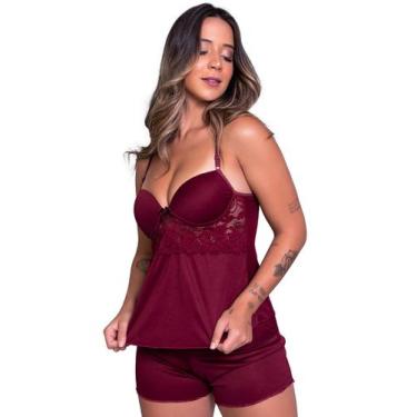 Imagem de Baby Doll Canelado Com Bojo em Renda e Alças Finas - Bella Fiore Modas