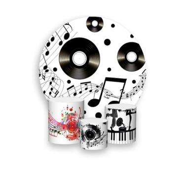 Imagem de Painel De Festa Redondo 1,50x1,50 + Trio De Capas Cilindro -  Anos 80 