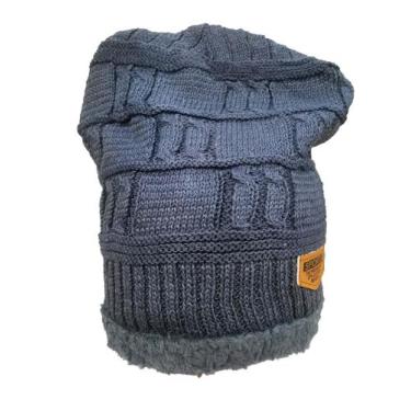 Imagem de Touca Gorro Inverno Unissex lisa Forrado Pelúcia Grosso de Frio - HHW,