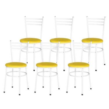 Imagem de Conjunto 6 Cadeiras Epoxi Branca Para Cozinha - Laumar, Amarelo