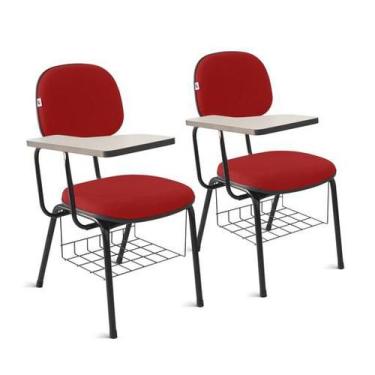 Imagem de Cadeira Universitária Secretária Tecido kit 2 unidades - Shopcadeiras,