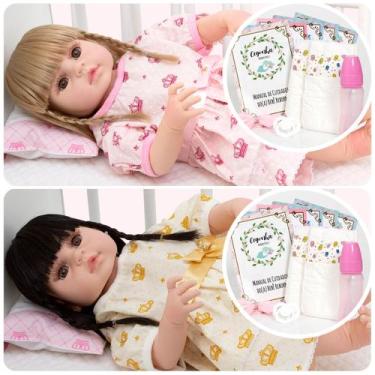 Imagem de Bebe Reborn Gêmeas Barata Meninas Realista Enxoval 26 Itens - Cegonha 