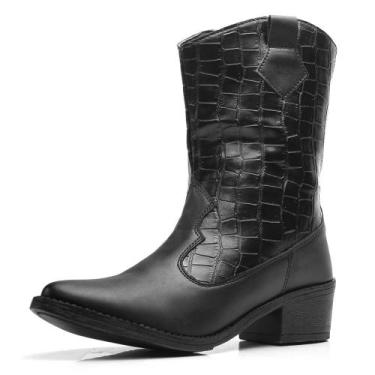 Imagem de Bota Feminina Texana Western Cano Alto - EXP, 35, Preto, Feminino