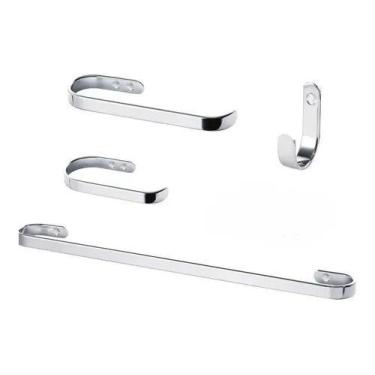 Imagem de Kit De Acessórios Para Banheiro 5 Peças 2 Cabides Linha Aluminio - JEP